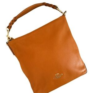 Coach purse abbey Duffle hobo bag in Tangerine orange Pebble Leather gold